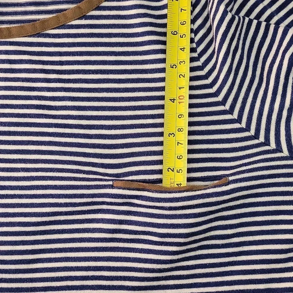 Lauren Ralph Lauren Blue White‎ Stripe Roll Tab Sleeve Casual Womens Size Large - Picture 10 of 10